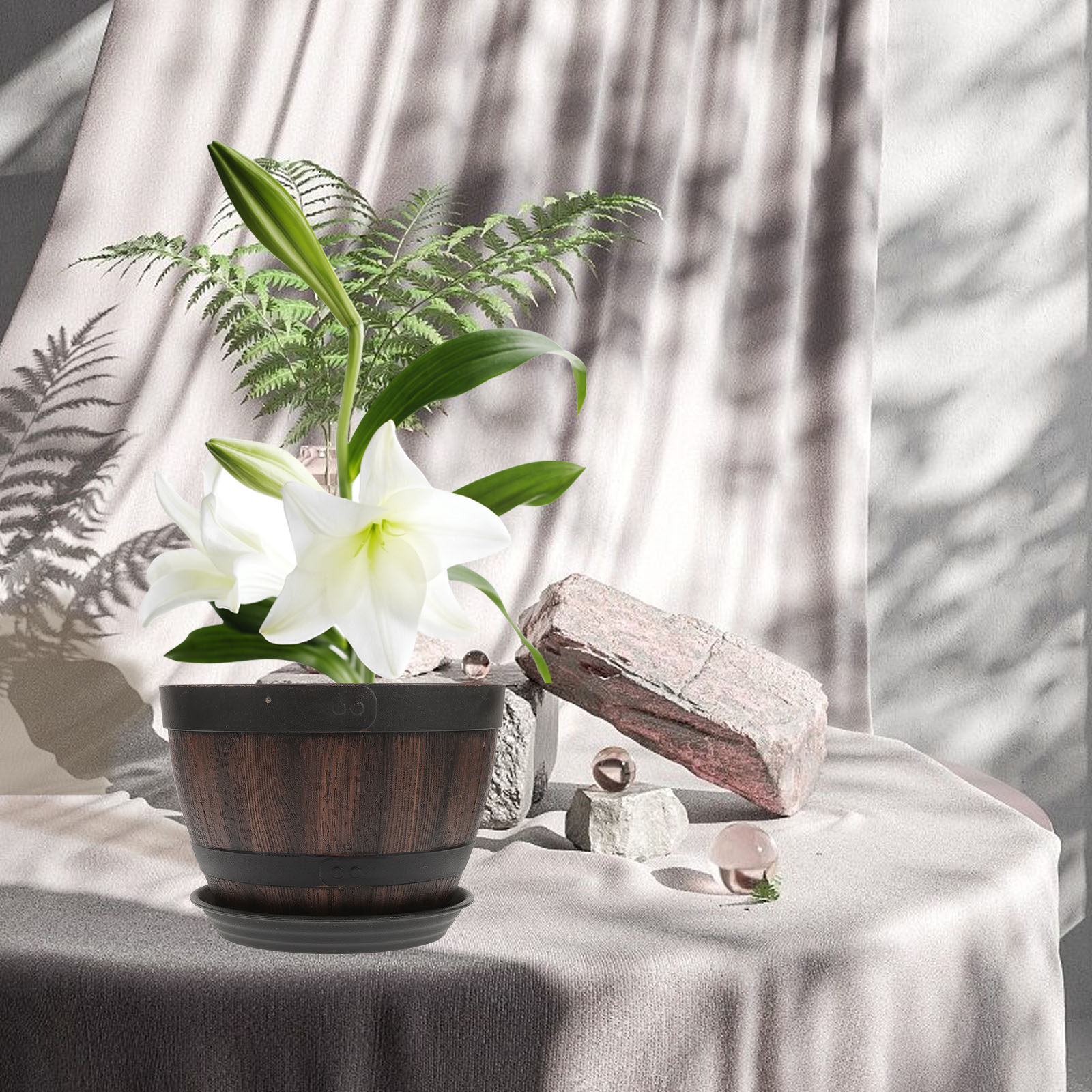 2Sets Faux Wooden Planter Imit - Bonsai Garden Indoor recension och pris
